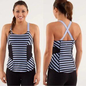 Lululemon Work It Out Tank Top Sea Stripe Polar Haze Black Black Size 4